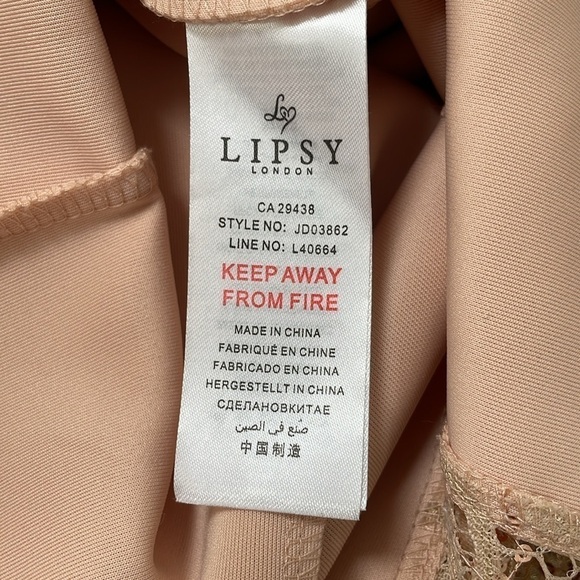 Lipsy maxi bodycon longsleeve lace sequins mermaid dress cream rose gold sz 4 - Picture 14 of 15